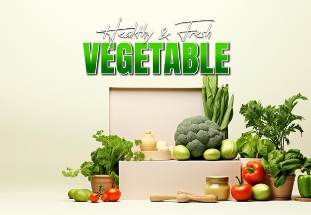 PSD mixed healthy and fresh vegetable banner template tthem