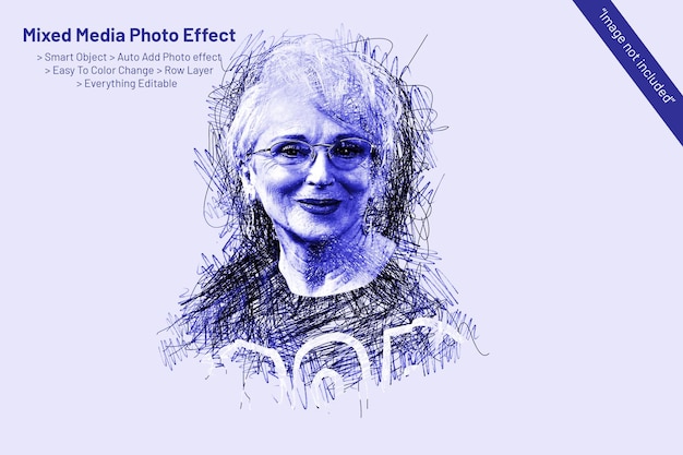 Mixed media photo effect template