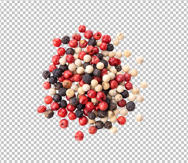 Mixed of peppers red black and white pepper isolated on alpha l