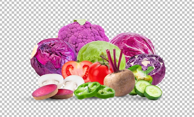 PSD mixed vegetables isolated on alpha layer