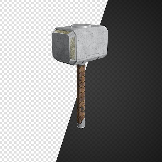 PSD mjolnir il martello di thor isolato rendering 3d