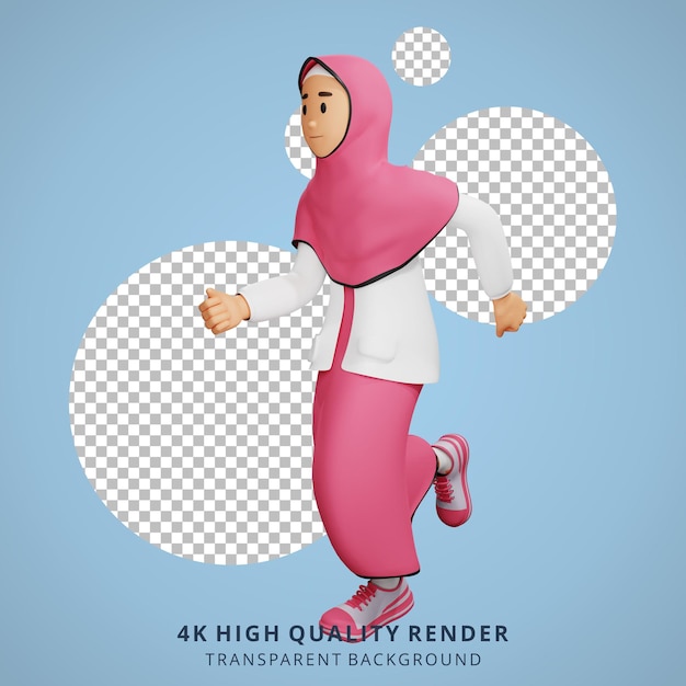 Młoda muzułmańska dziewczyna z ilustracją postaci 3D