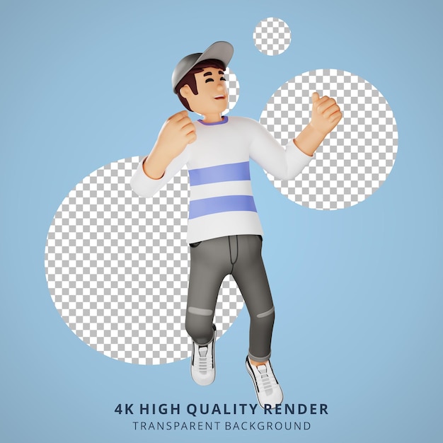 Młodzi ludzie szczęśliwi skaczący ilustracja postaci 3D