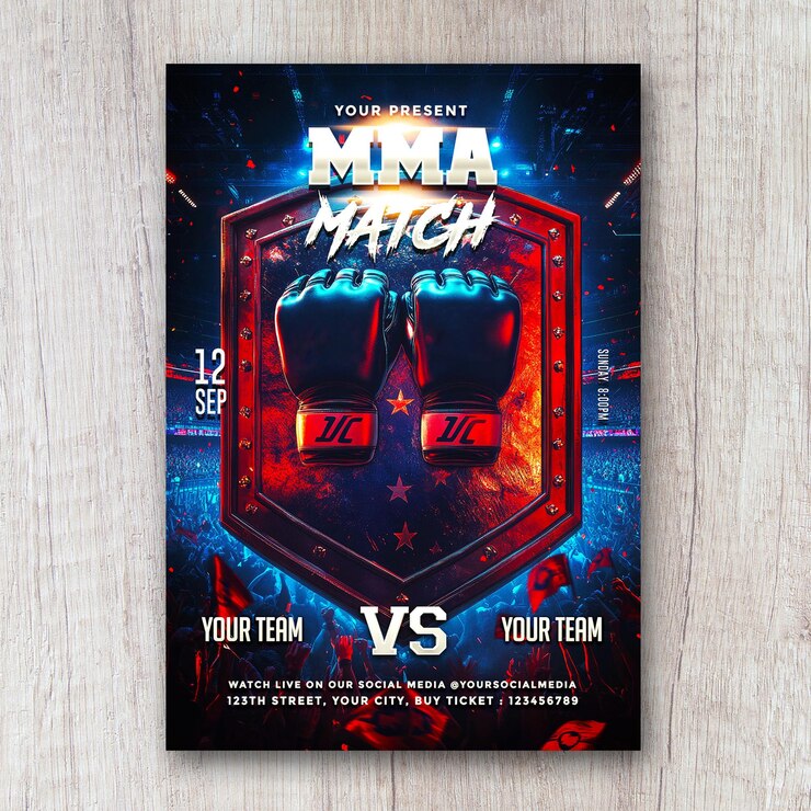 MMA マッチ チャンピオンシップ フライヤー ポスター ソーシャルメディア バナー PSD テンプレート