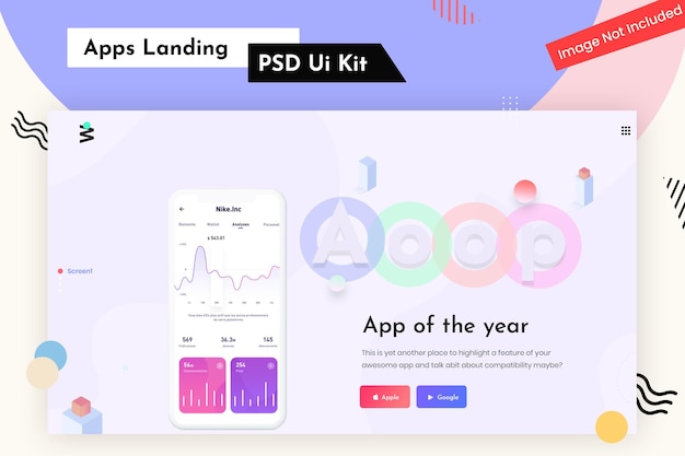 Mobiele apps Landing Ui PSD-kit