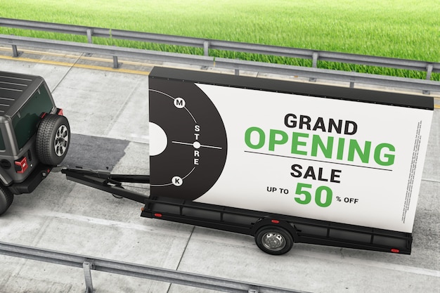 Mobiele billboard-advertentietrailer op de wegmockup