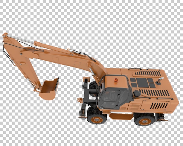 Mobiele graafmachine op transparante achtergrond 3D-rendering illustratie