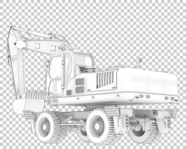 Mobiele graafmachine op transparante achtergrond 3d-rendering illustratie