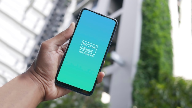 Mobiele in man handphone mockup app ui