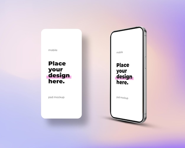 PSD mobiele mockup met scherm en mobiele telefoon