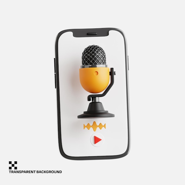 Mobiele podcast-app met microfoonpictogram