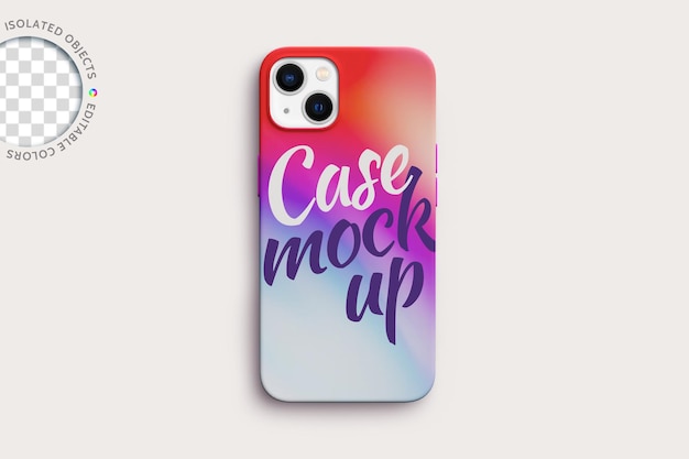 Mobiele telefoon hoes achterkant patroon ontwerp mockup plat lag presentatie geïsoleerd