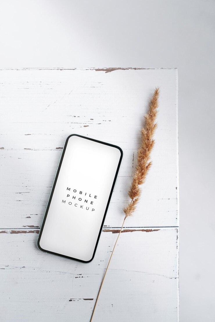 PSD mobiele telefoon mockup voor witte achtergrond