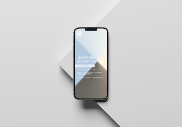 Mobiele telefoon op witte display Mockup