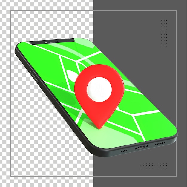 Mobil harita GPS izleyicili 3D render konumu