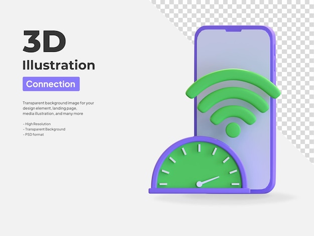 Mobil wifi anslutningshastighet ikon 3d illustration