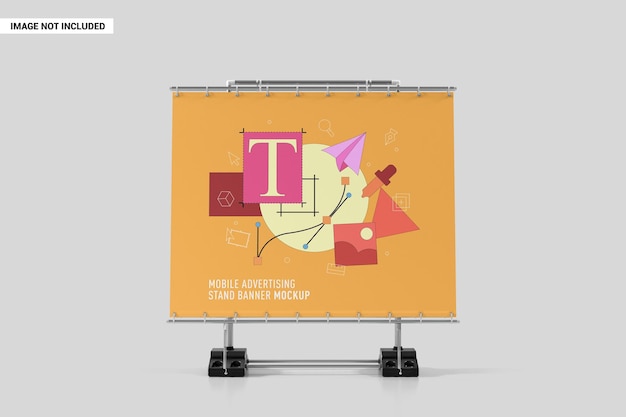 Mobile advertising stand banner front view mockup