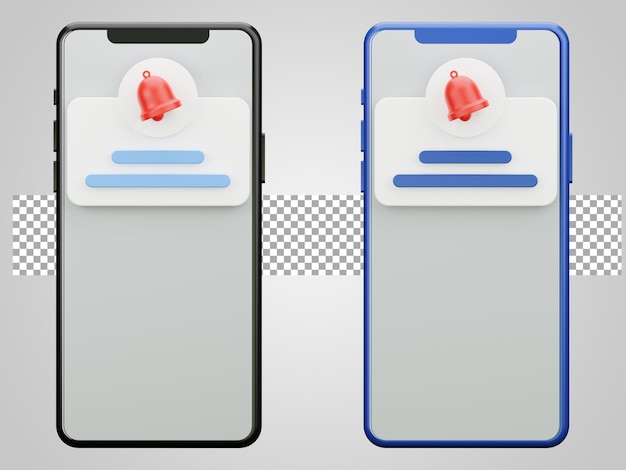 Мобильное оповещение на прозрачном фоне 3D Render