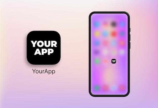 mobile app mockup with app icon