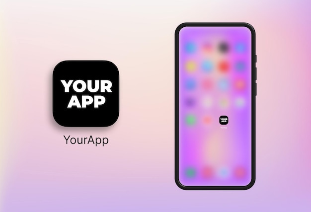 Mockup di app mobile con l'icona dell'app