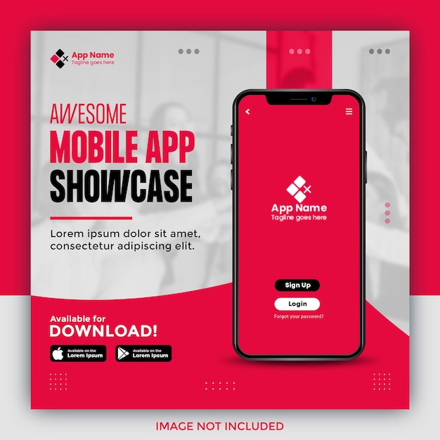 PSD mobile app promotion social media post banner template