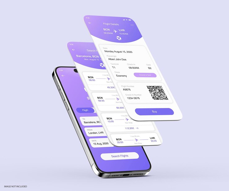 PSD mobile app screen mockup floating