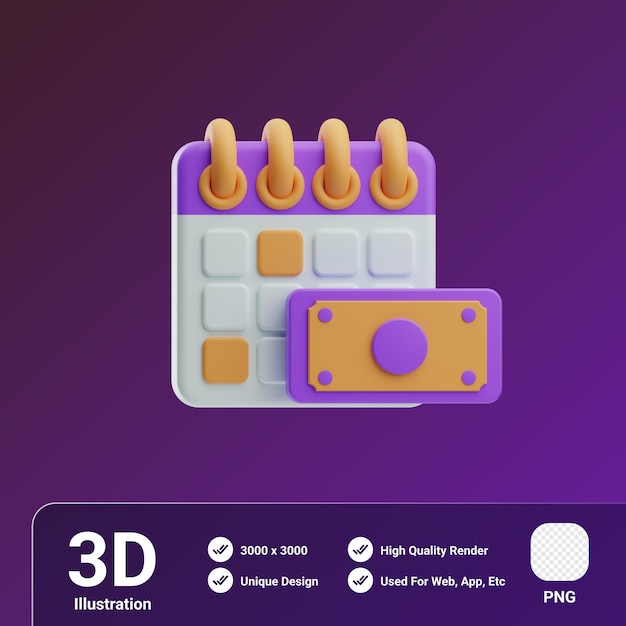 Mobile Banking calendar 3D Illustration