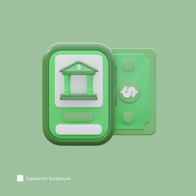 PSD mobile banking icon 3d rendering illustration