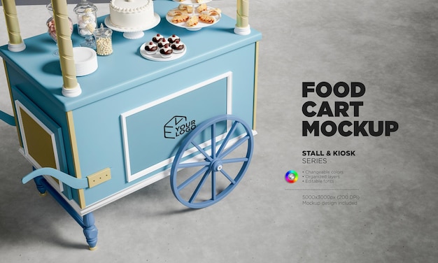 PSD mobile candy cart mockup close up view