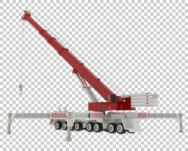 PSD mobile crane on transparent background 3d rendering illustration