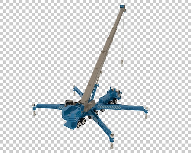 PSD mobile crane on transparent background 3d rendering illustration