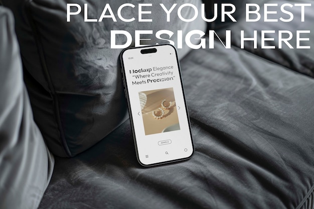 mobile on fabric indoors mockup