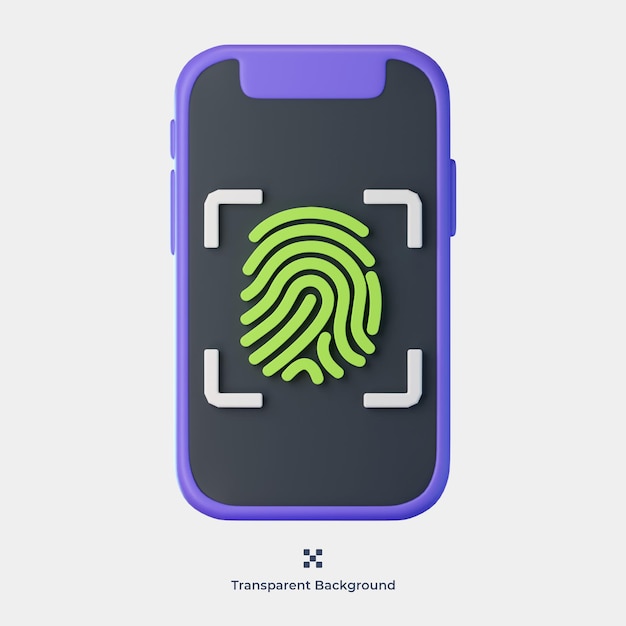 PSD mobile fingerprint 3d icon illustration