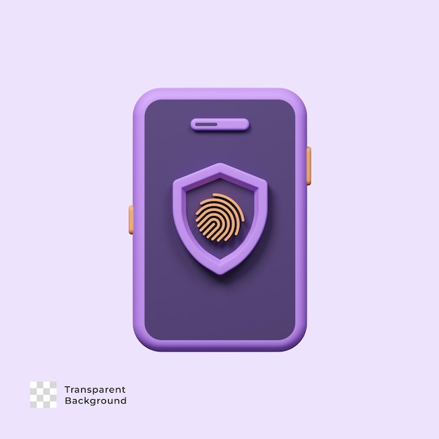 Mobile Fingerprint 3D Icon illustration