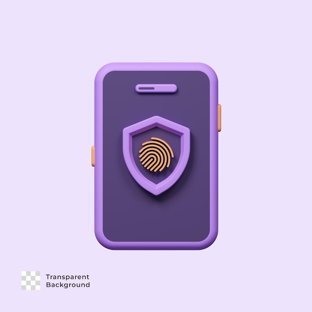 Mobile fingerprint 3d icon illustration