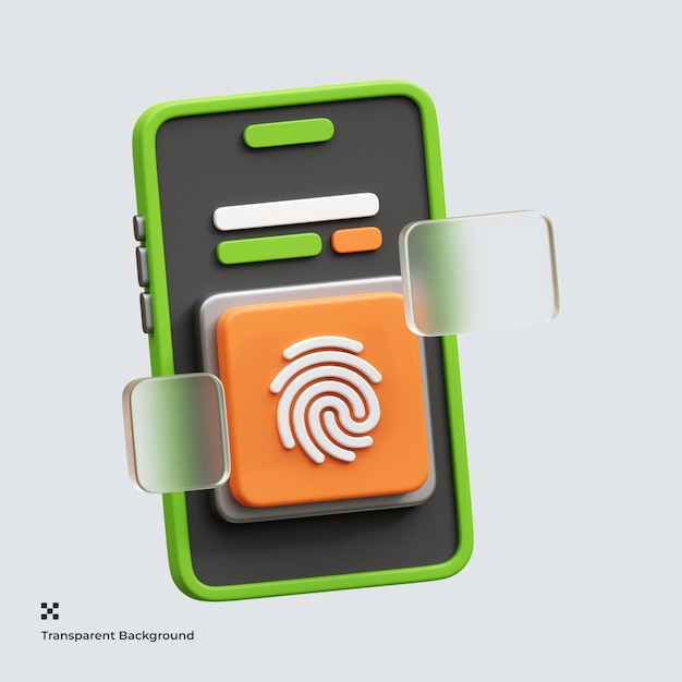 PSD mobile fingerprint 3d icon