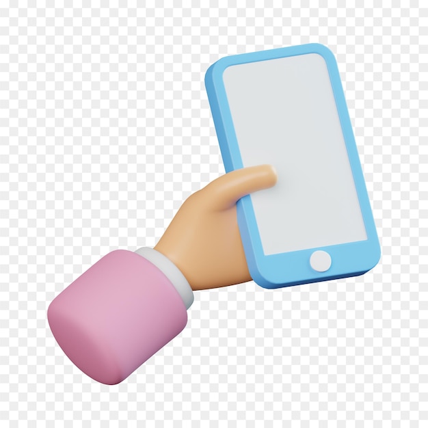 Mobile holding hand 3d icon