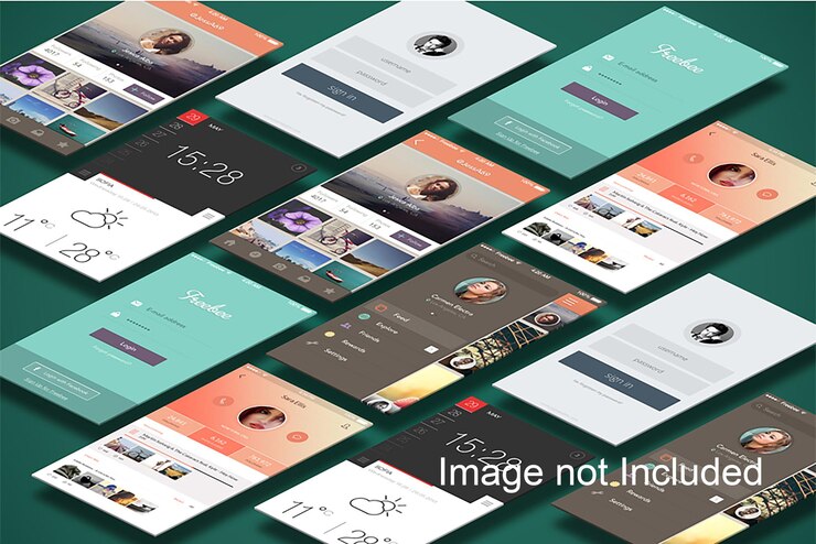 PSD mobile isometric mockups psd