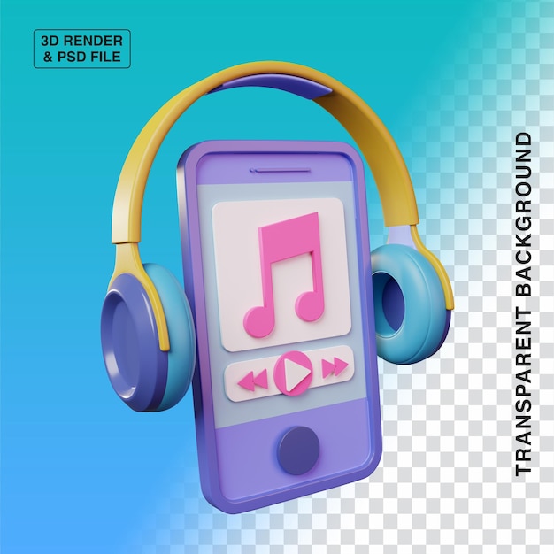 Mobile Listening Music 3D Icon Illustration