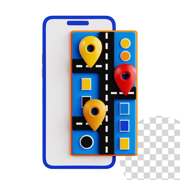 PSD mobile location 3d illustration