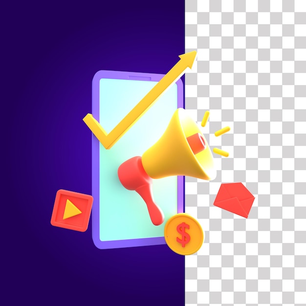 PSD mobile marketing 3d icon