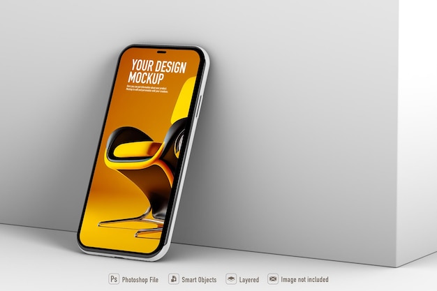 PSD mockup mobile su sfondo bianco