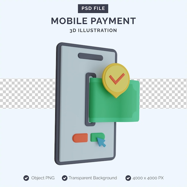 PSD mobile payment 3d illustration