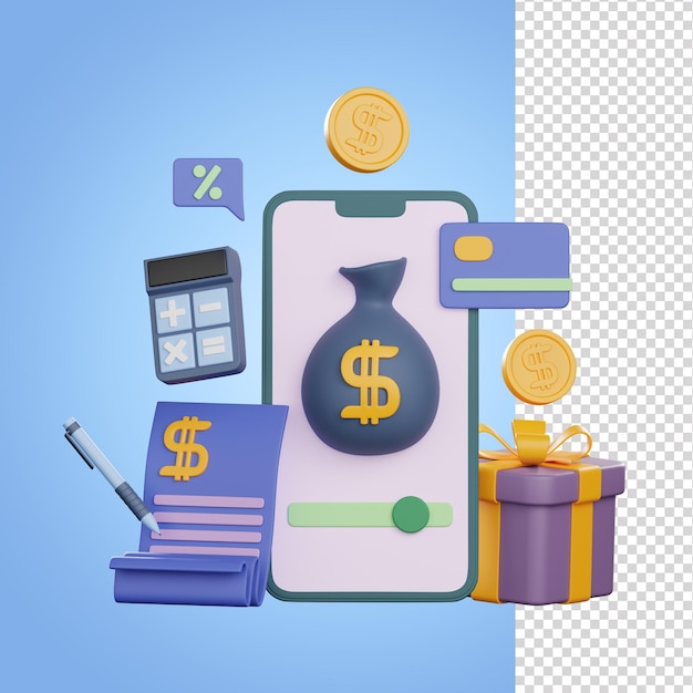 Mobile payment 3d illustration