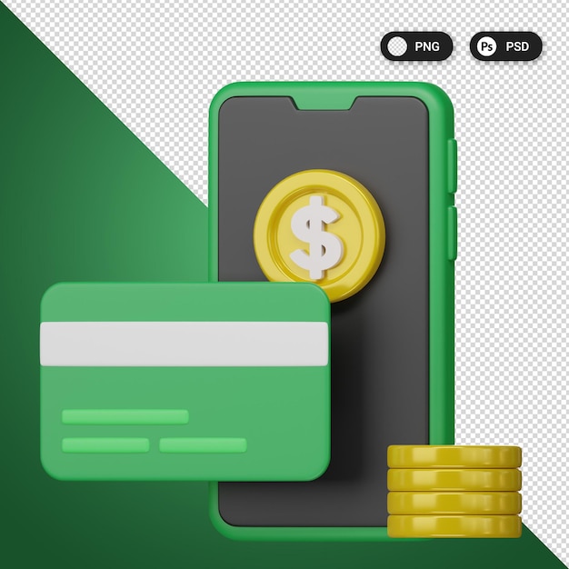 PSD mobile payment finance 3d icon set