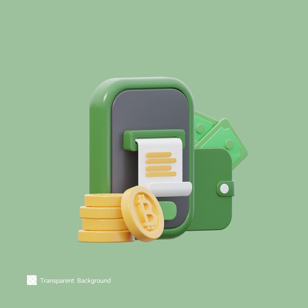 Mobile payment icon 3d rendering illustration