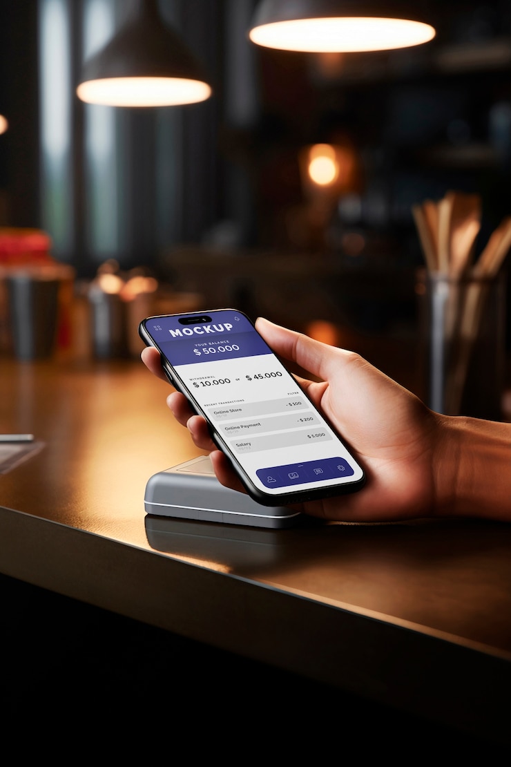 PSD mobile payment mockup design