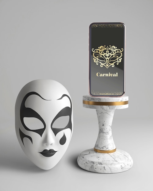 Mock-up e maschera per app di carnevale per cellulare