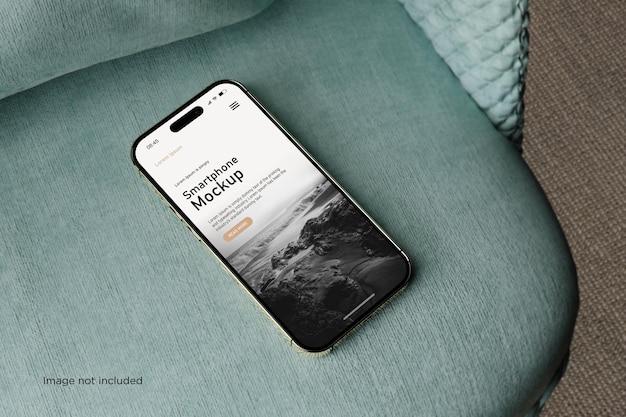 PSD mockup di telefono cellulare sulla sedia