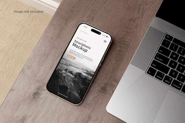 Mockup di telefono cellulare sulla scrivania